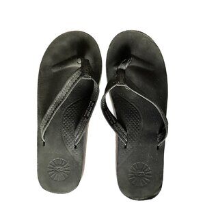 UGG Black Flip Flops Casual Beach Sandals Comfortable Durable Rubber Sole